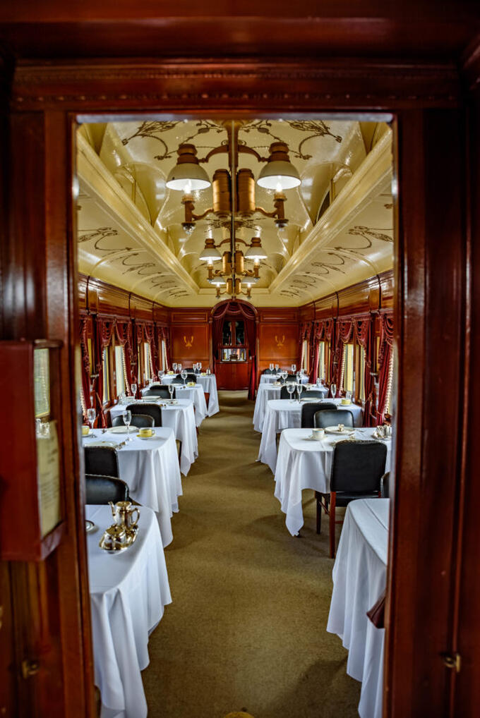 dining car in antique caboose