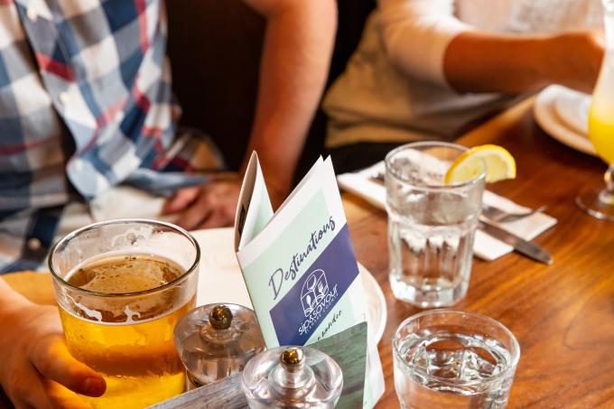 A table setting in a restaurant.